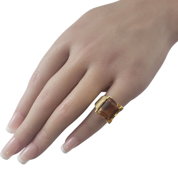 18 Karat Yellow Gold Citrine Ring Size 5 #22647 - Picture 7 of 8